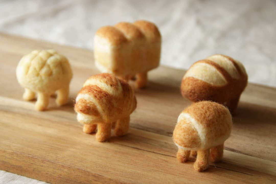atelierhatena handmade wool felt figures of bread with legs