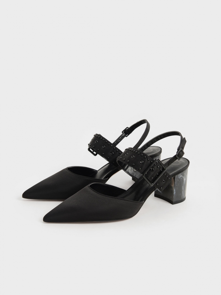 charles and keith singapore black Slingback Pumps with strap