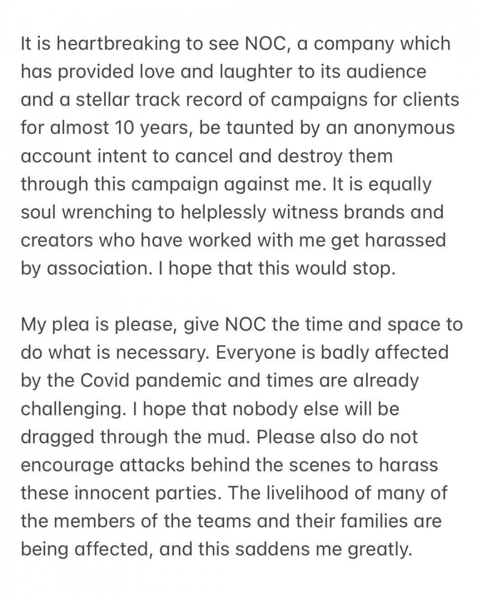 NOC Sylvia's apology