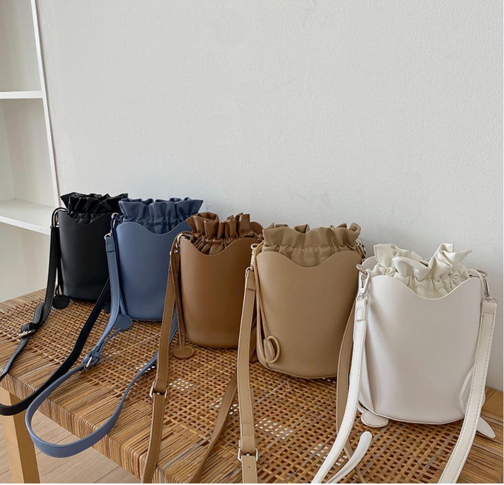 JENITH Drawstring Bucket Bag_black, blue, brown, almond, white