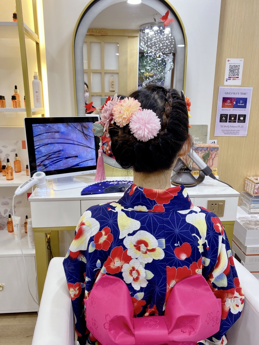 scalp treatment, japanese hair styling and kimono yukata free try on rental at t&c beauty house