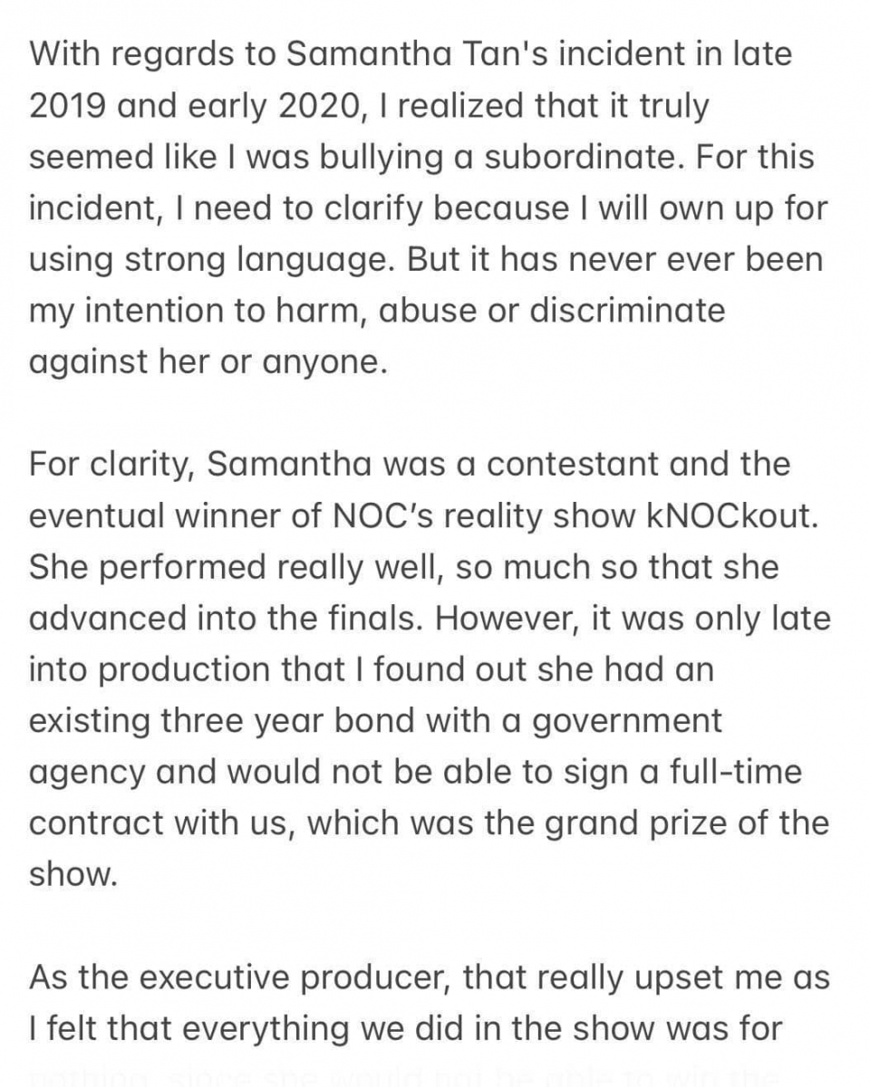 NOC Sylvia's apology