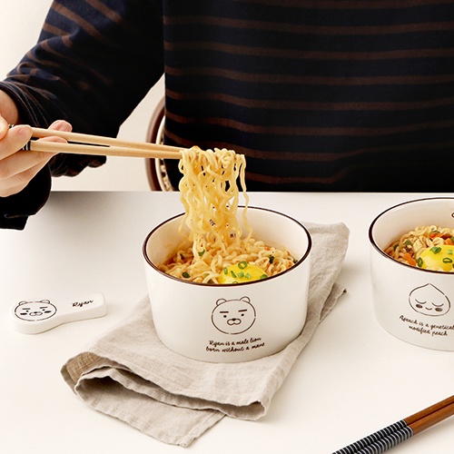 KAKAO FRIENDS minimalist ceramic dinnerware_Ryan and Apeach Soup Bowl
