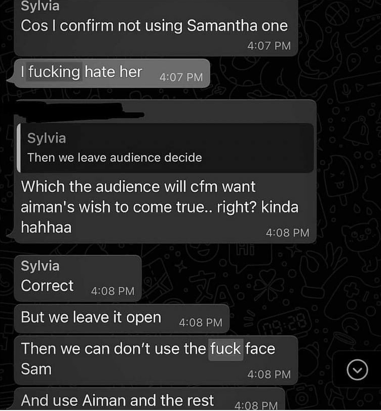 Sylvia Chan Exposé leaked text vulgarities