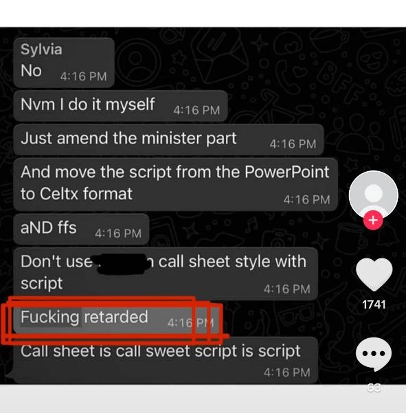 Sylvia Chan Exposé leaked text vulgarities