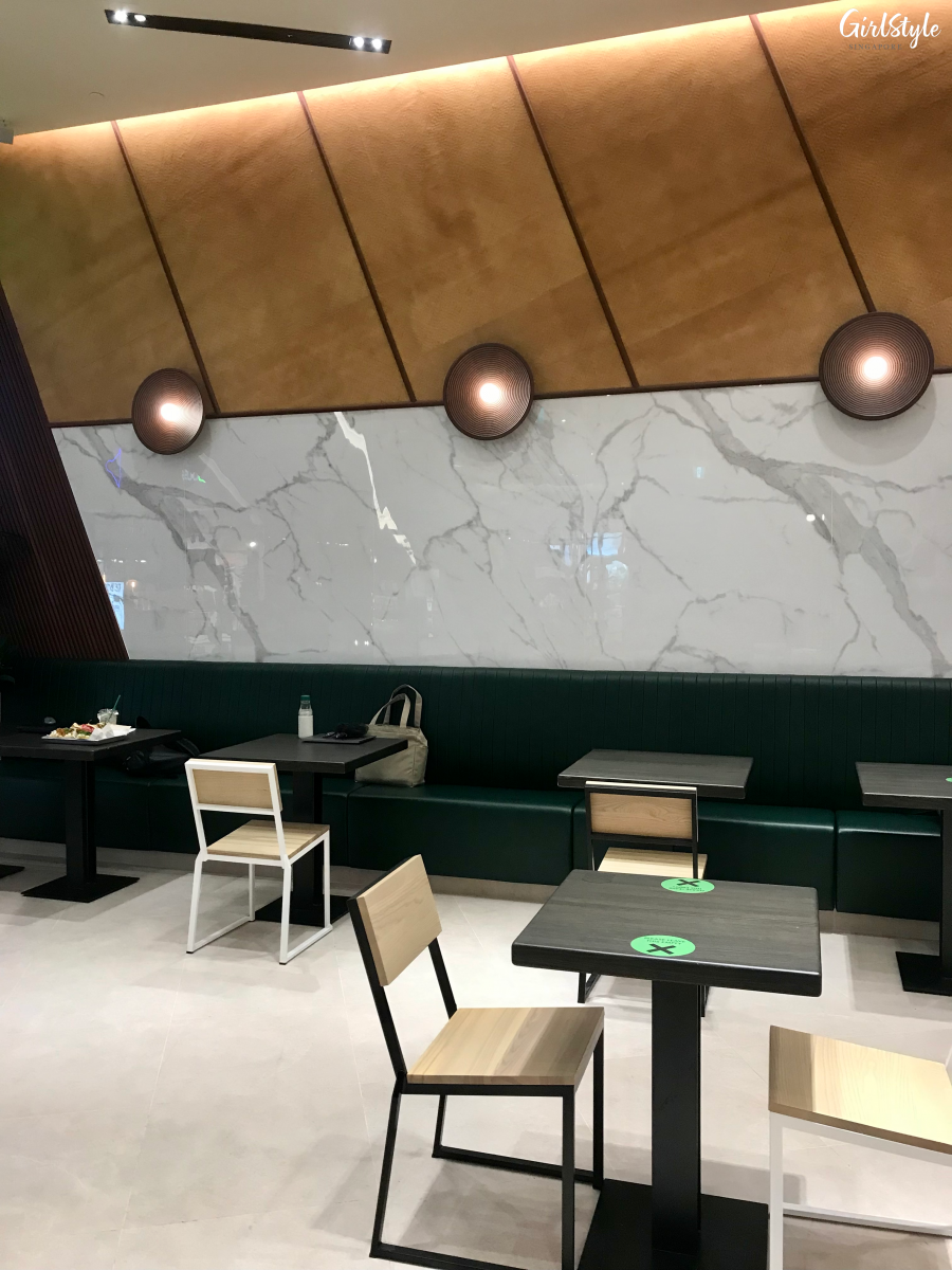 interior marble wall booth seats at shake shack westgate singapore