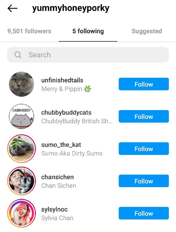 Porky is not following Ryan on Instagram