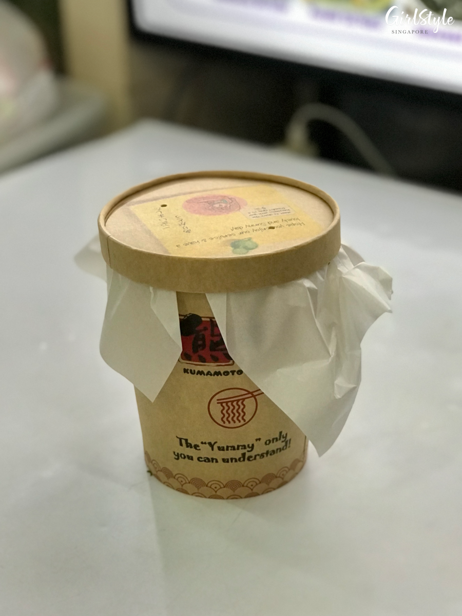 cheap kumamoto ramen singapore in takeaway container tub