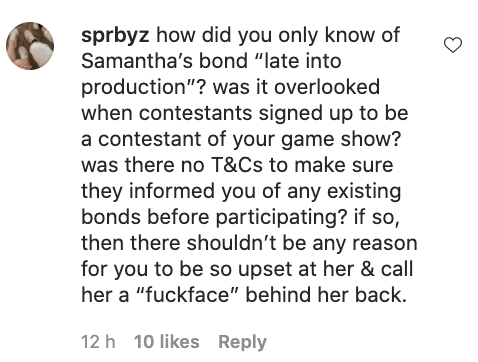An Instagram user's comment on Sylvia's apology statement