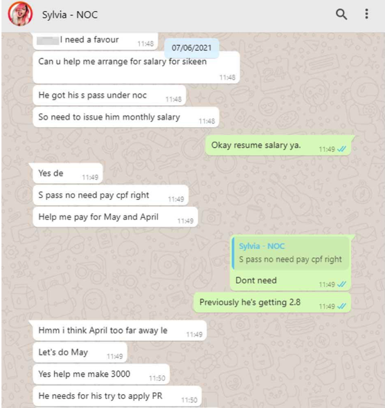 NOC expose blog_conversation between Sylvia and an employee discussing Sikeen's salary