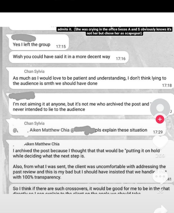 Sylvia Chan Exposé leaked text vulgarities