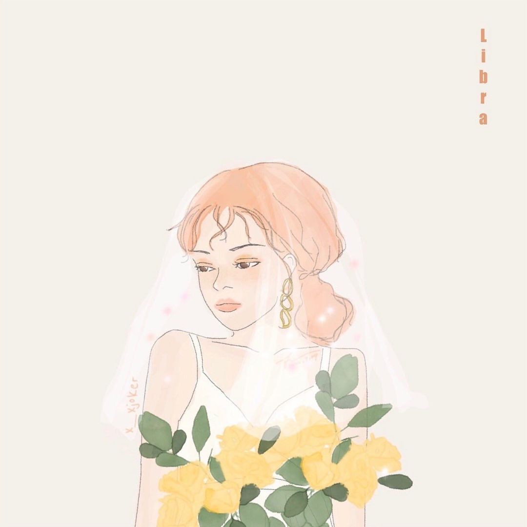 yellow camellia wedding flowers according to libra zodiac sign on illustrated bride