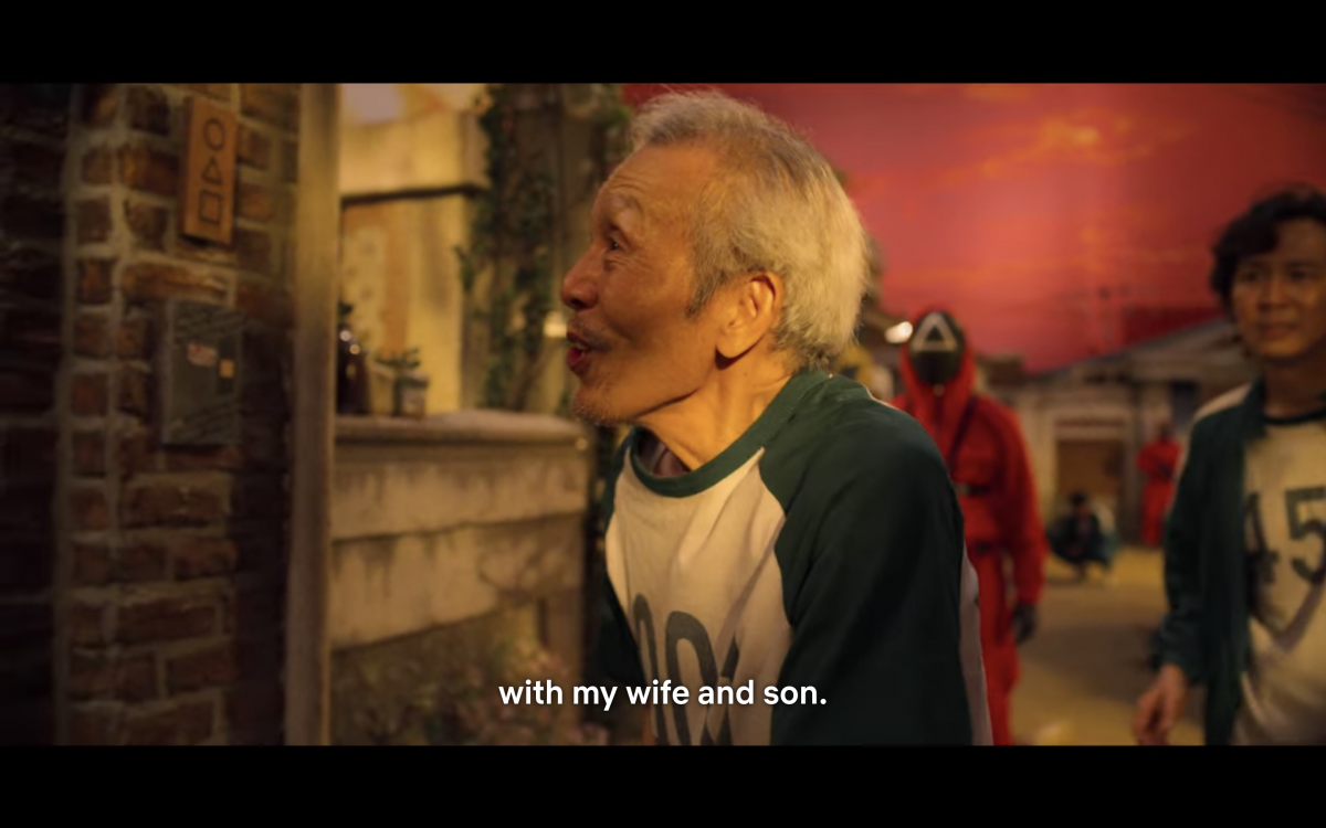 squid game oh il nam old man in neighbourhood home marbles game