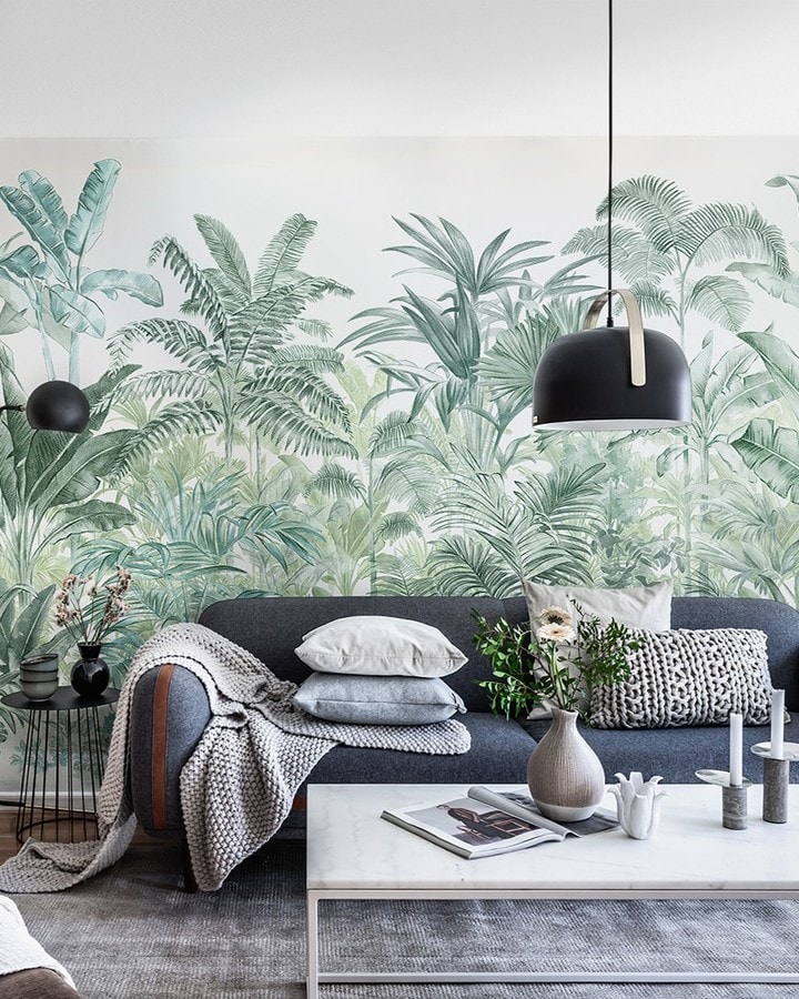 honpo singapore green forest mural wallpaper living room