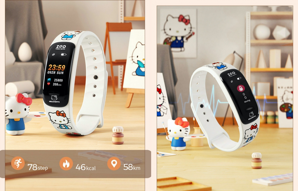 Sanrio-themed fitness trackers that are able to measure your heart rate