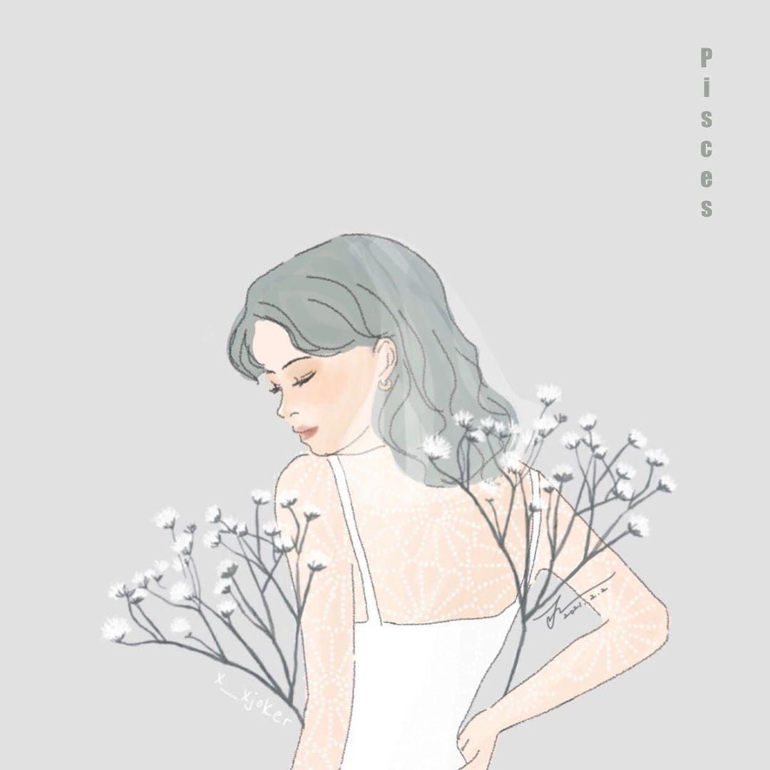 windflowers wedding flowers according to pisces zodiac sign on illustrated bride