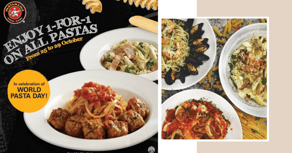 Enjoy 1-For-1 Pasta Dishes At PastaMania From $7.20, Available For Dine-In And Takeaway