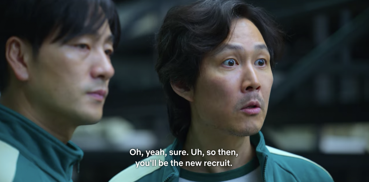 Gi Hun recruiting Ali as his team mate in Squid Game
