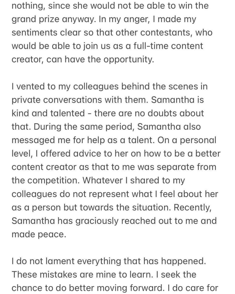 NOC Sylvia's apology
