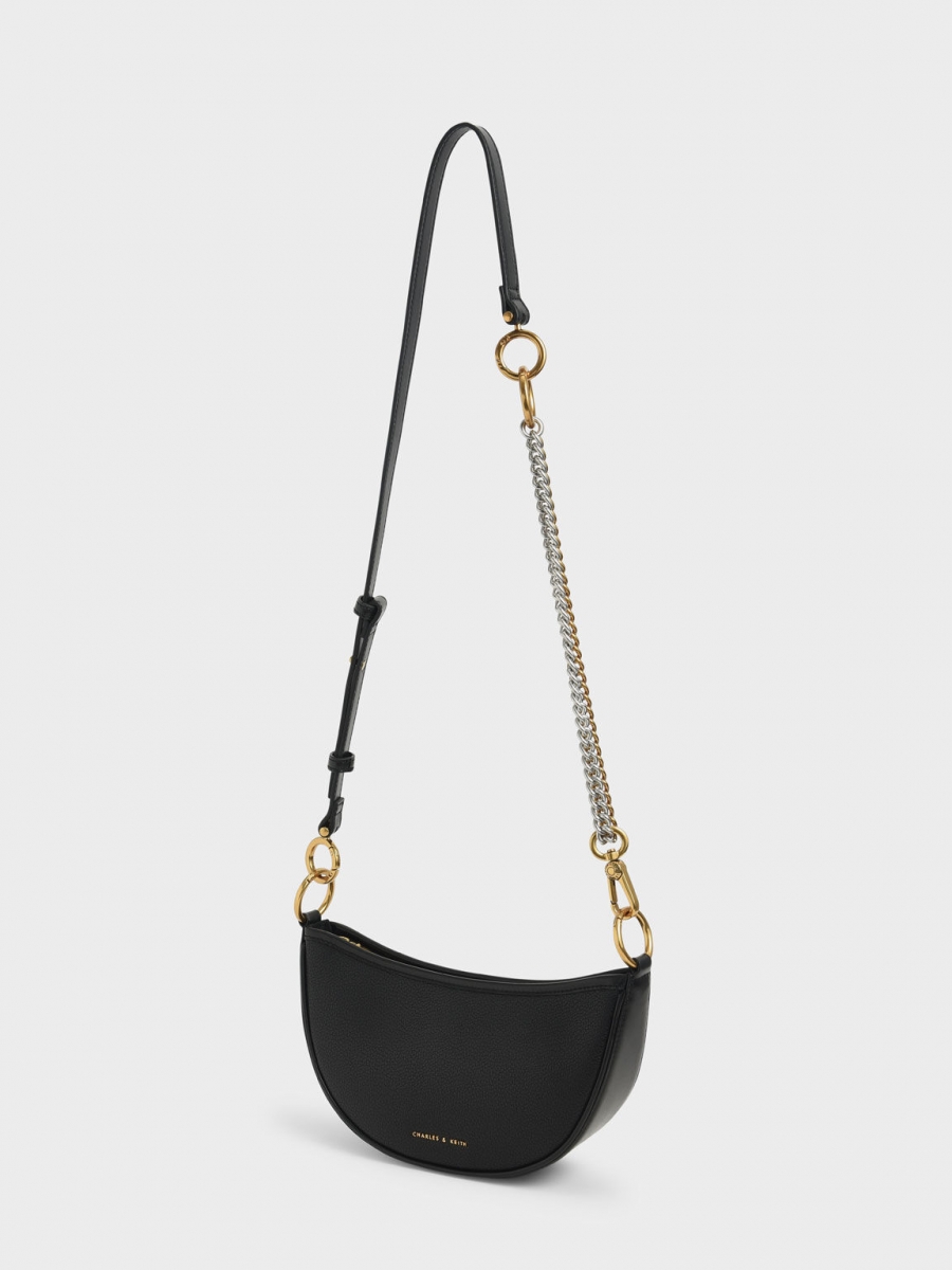 Charles & Keith Crescent Crossbody Bag in Black