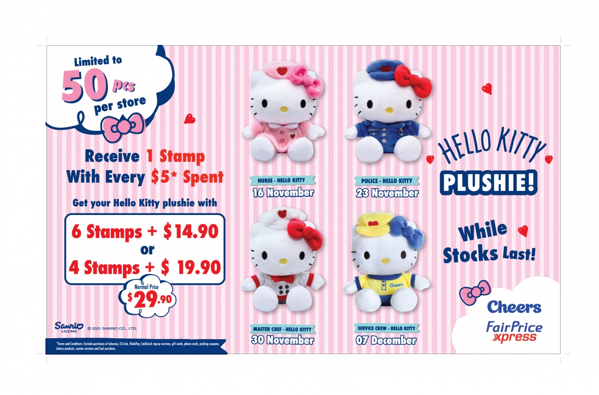 all designs of hello kitty plush toys at cheers fairprice xpress singapore