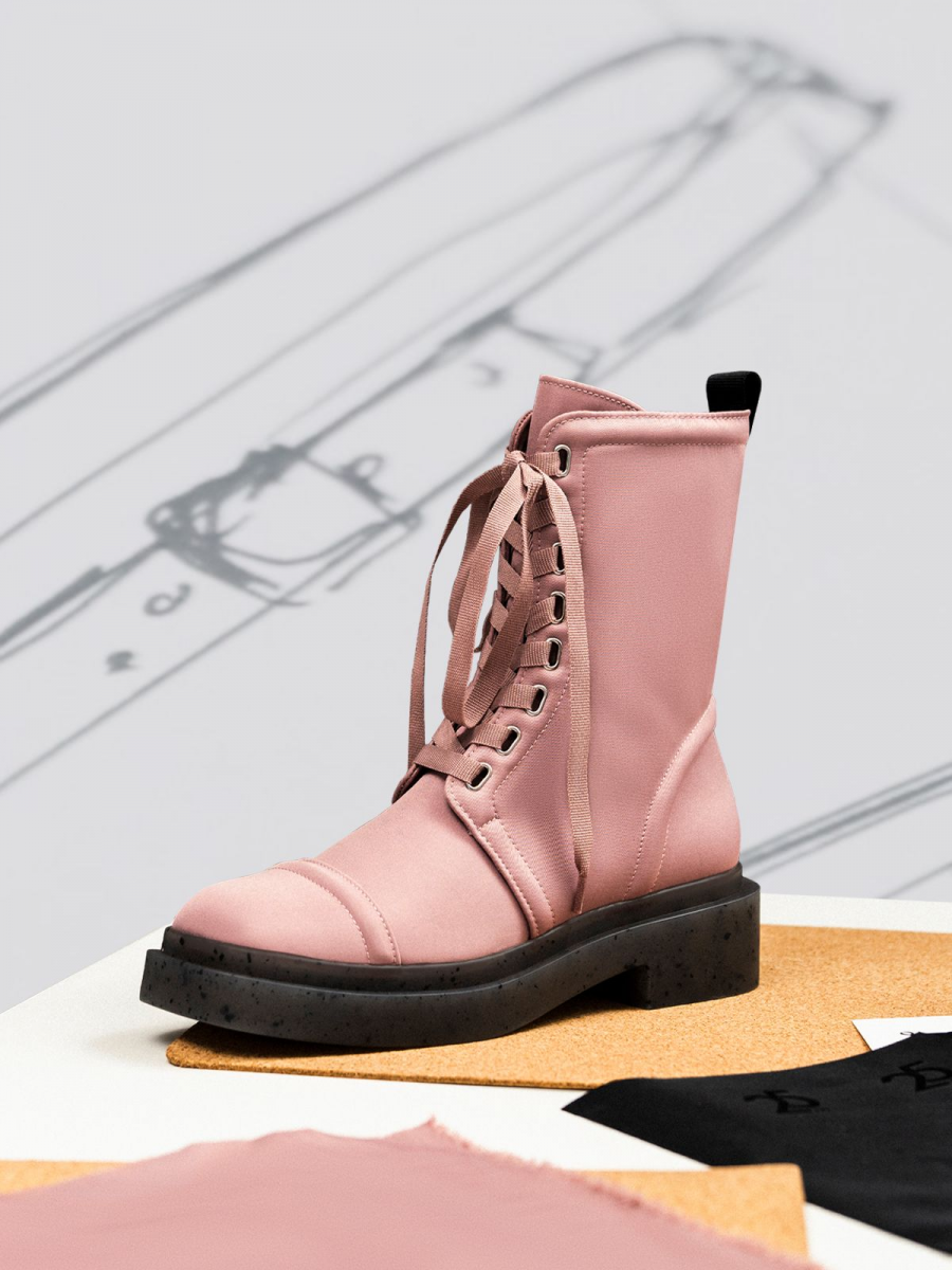 Charles & Keith Charli Recycled Nylon Lace-Up Ankle Boots