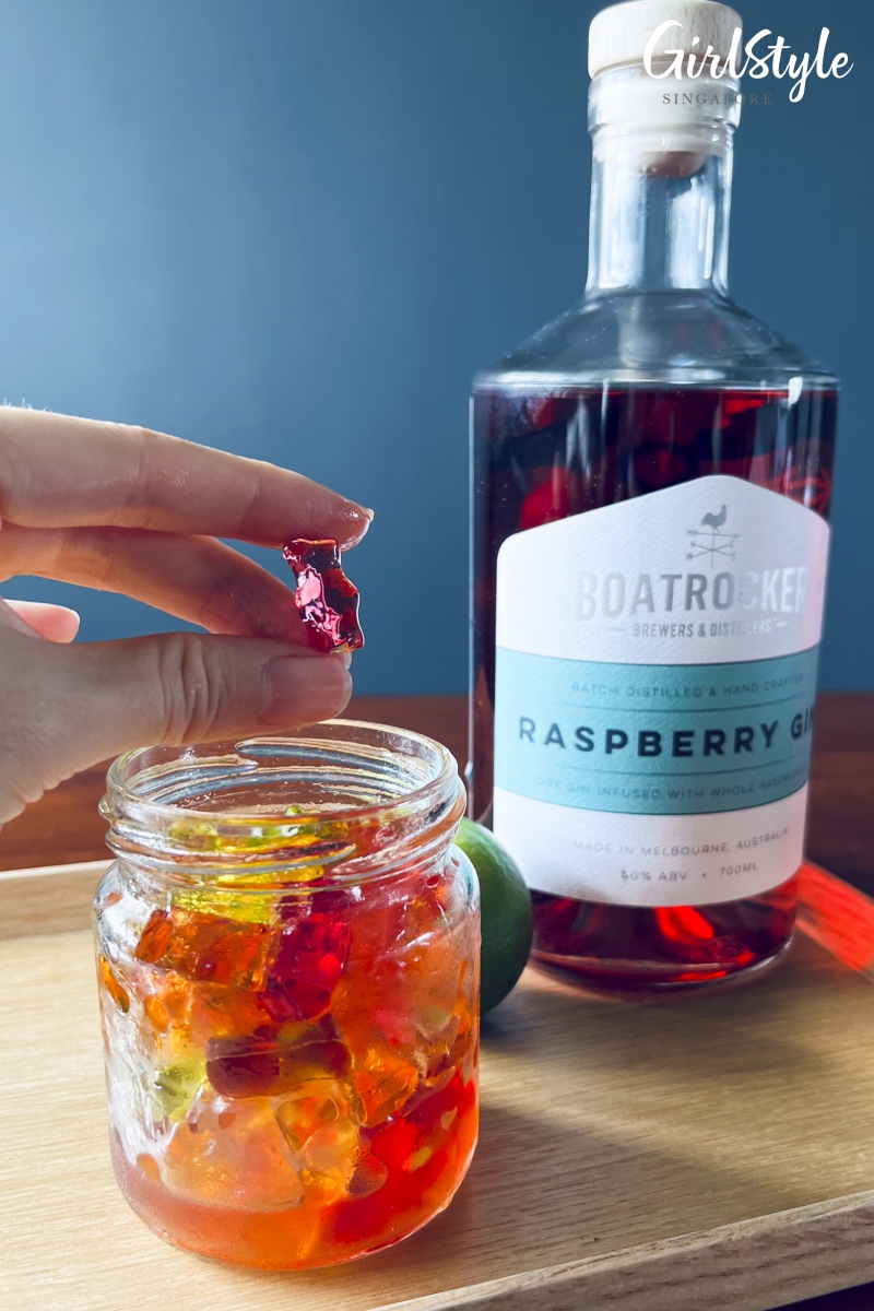 Gin & Tonic gummy bears made with Boatrocker Raspberry Gin.