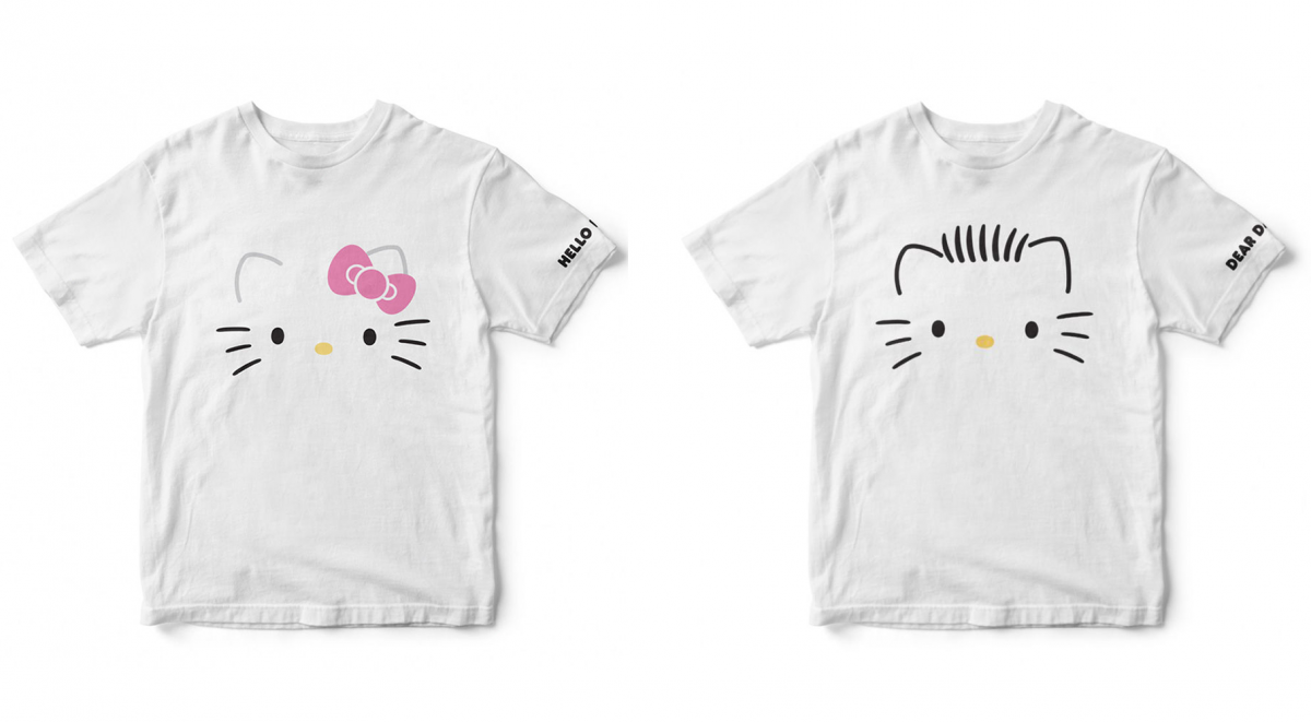 Hello Kitty and Dear Daniel white t-shirts