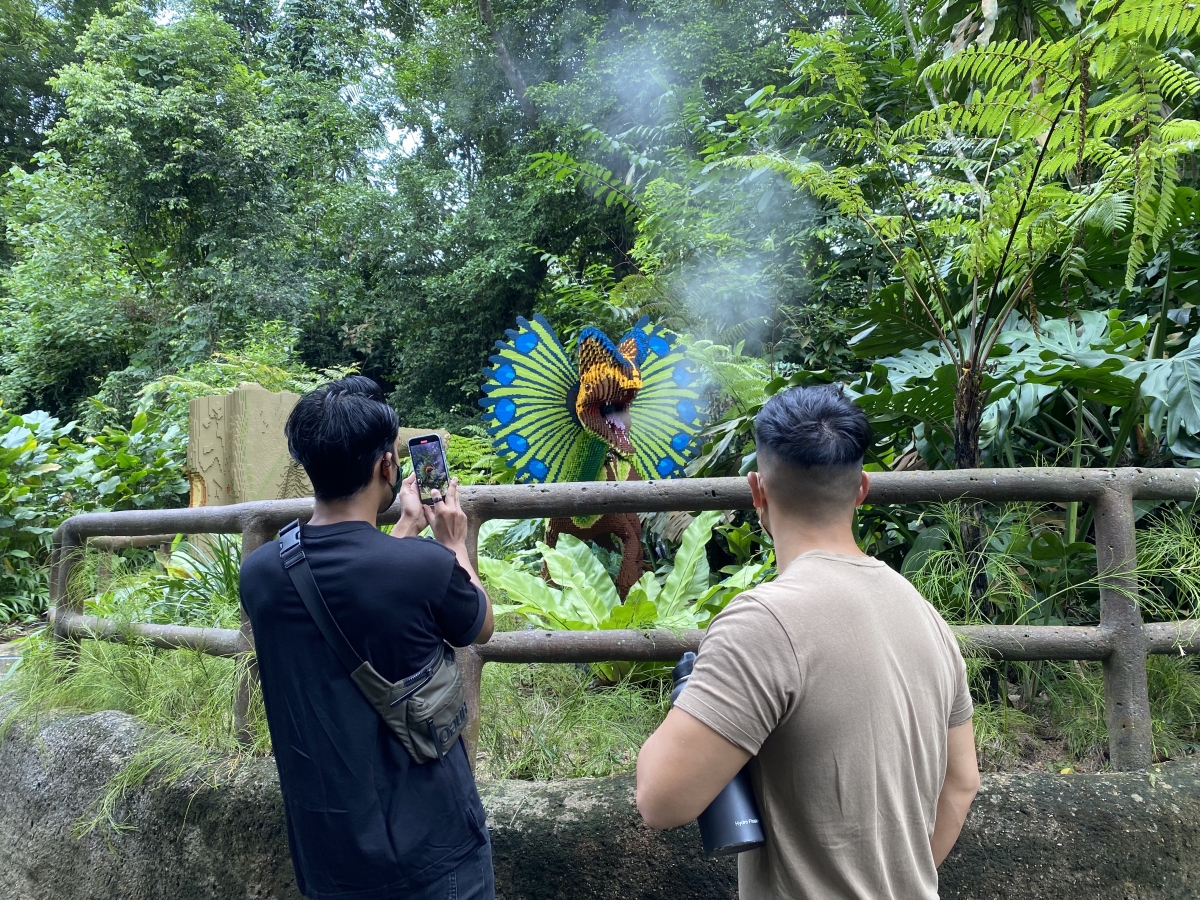 LEGO brick Dilophosaurus dinosaur at Brickosaurs World Singapore Zoo and River Wonders