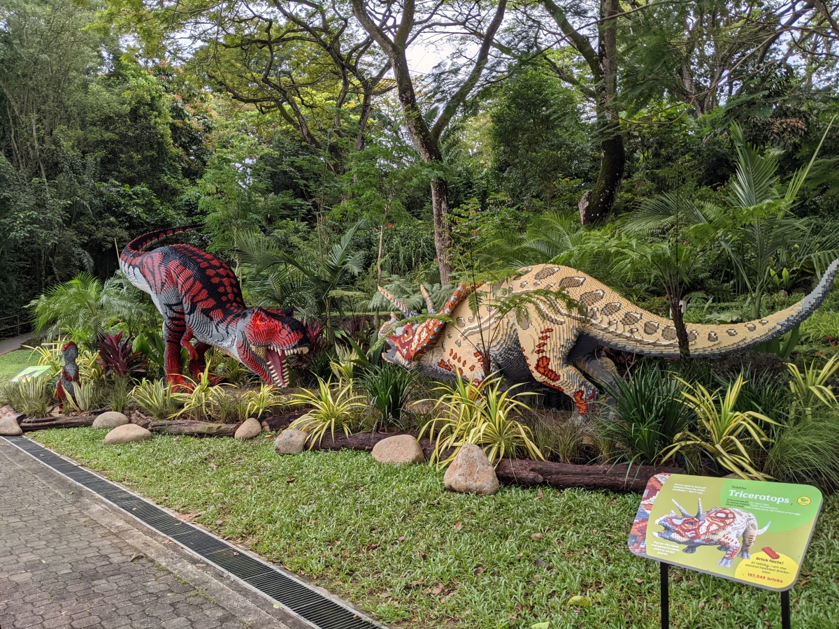 LEGO brick Triceratops dinosaurs at Brickosaurs World Singapore Zoo and River Wonders