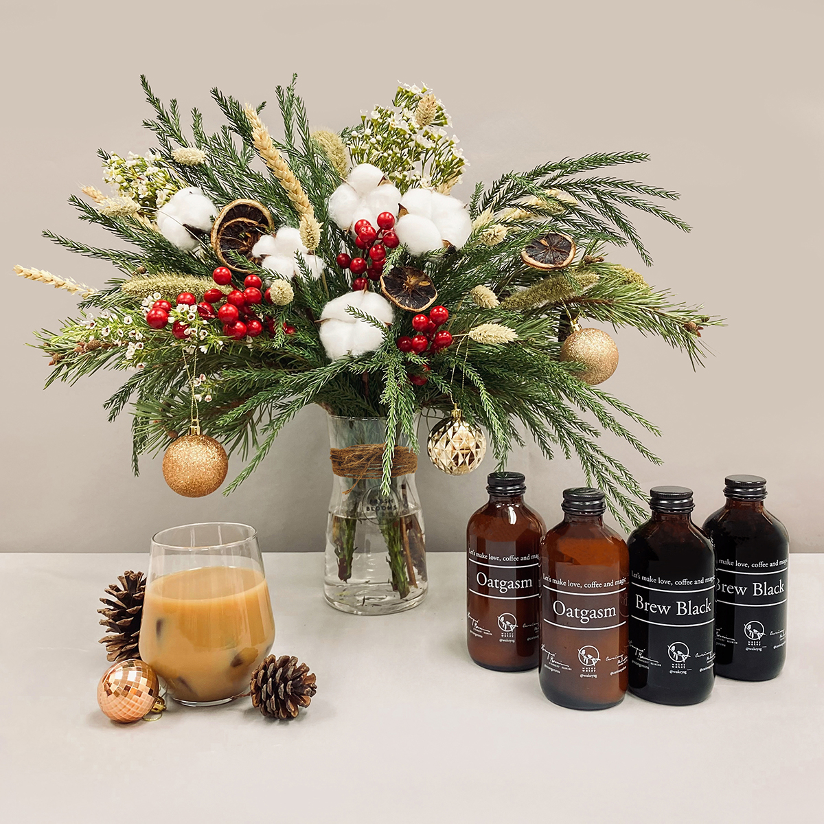 FreshBlooms' collab with Strangers Reunion includes 4 bottles of coffee and a floral arrangement.