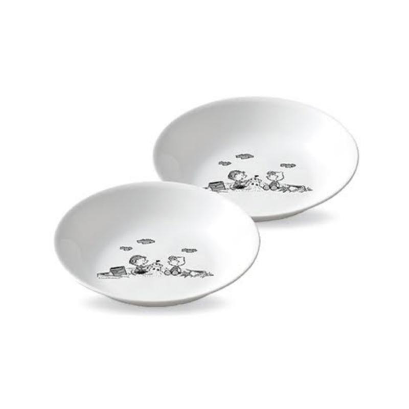 Corelle x Snoopy Monochrome Limited Edition 2pc 21cm Soup Plate Set