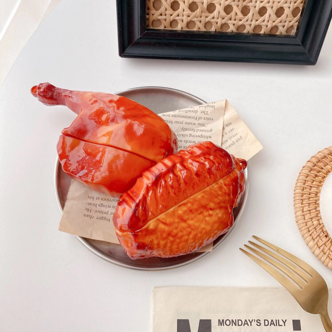 Realistic chicken wing and drumstick AirPods cases