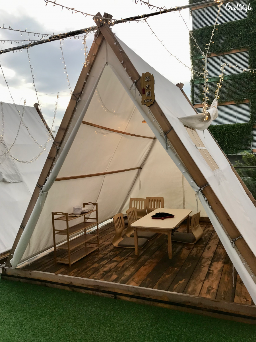 Hot pot in a tent alfresco dining seats at 中河小镇网红餐厅 tent hot pot restaurant in Singapore