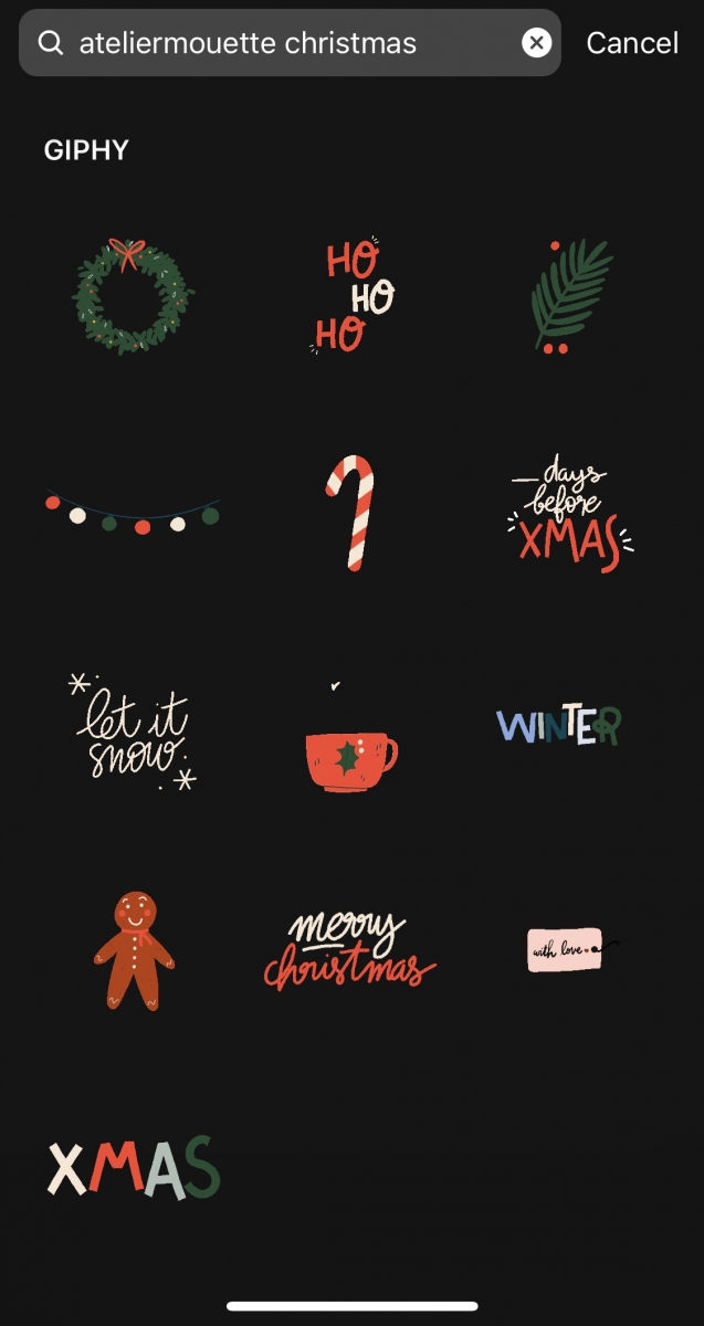 Christmas-themed Instagram stickers and gifs_ateliermouette christmas
