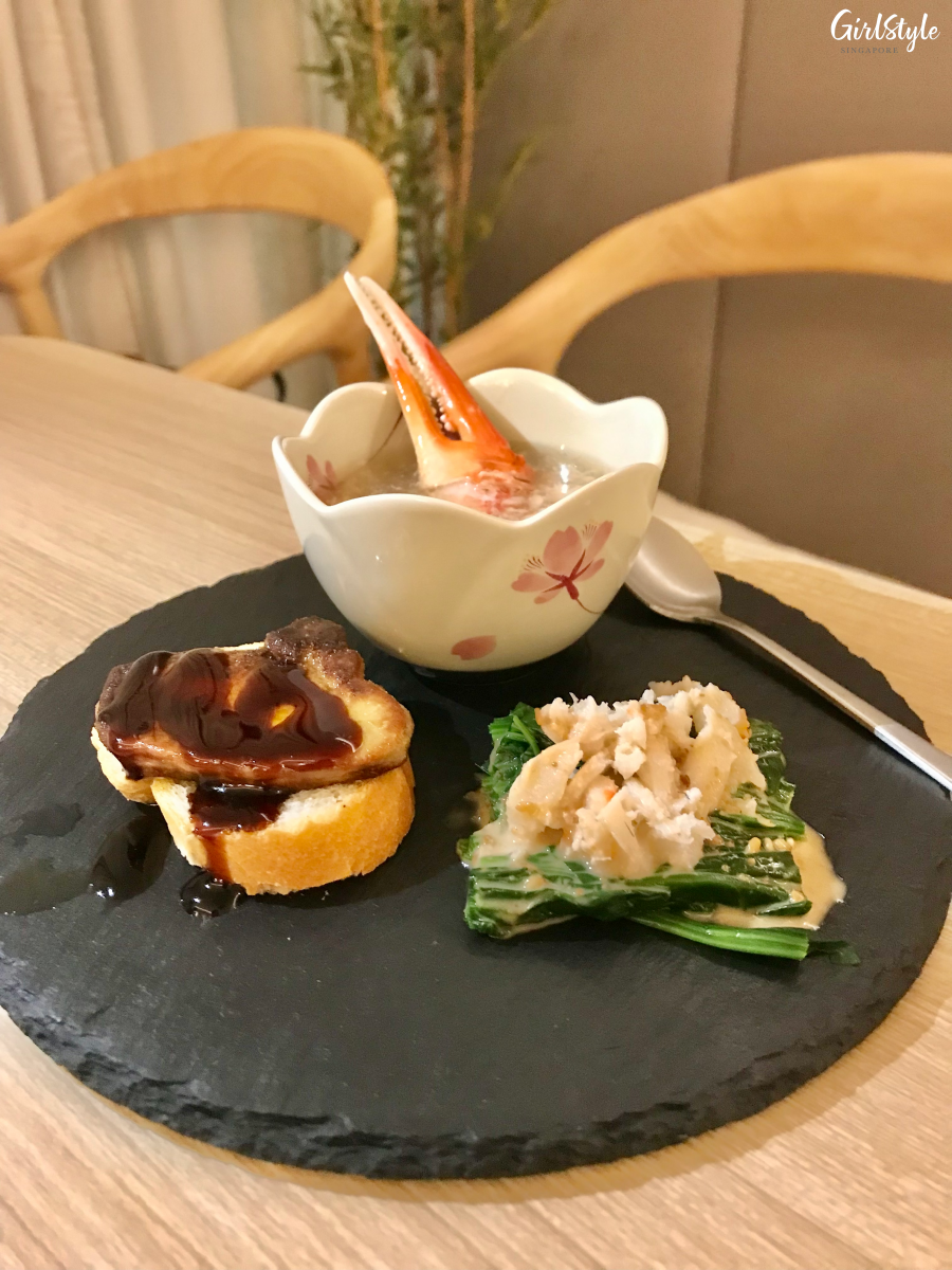 3 kinds of appetisers at Heiwa Wellness & Spa Restaurant omakase
