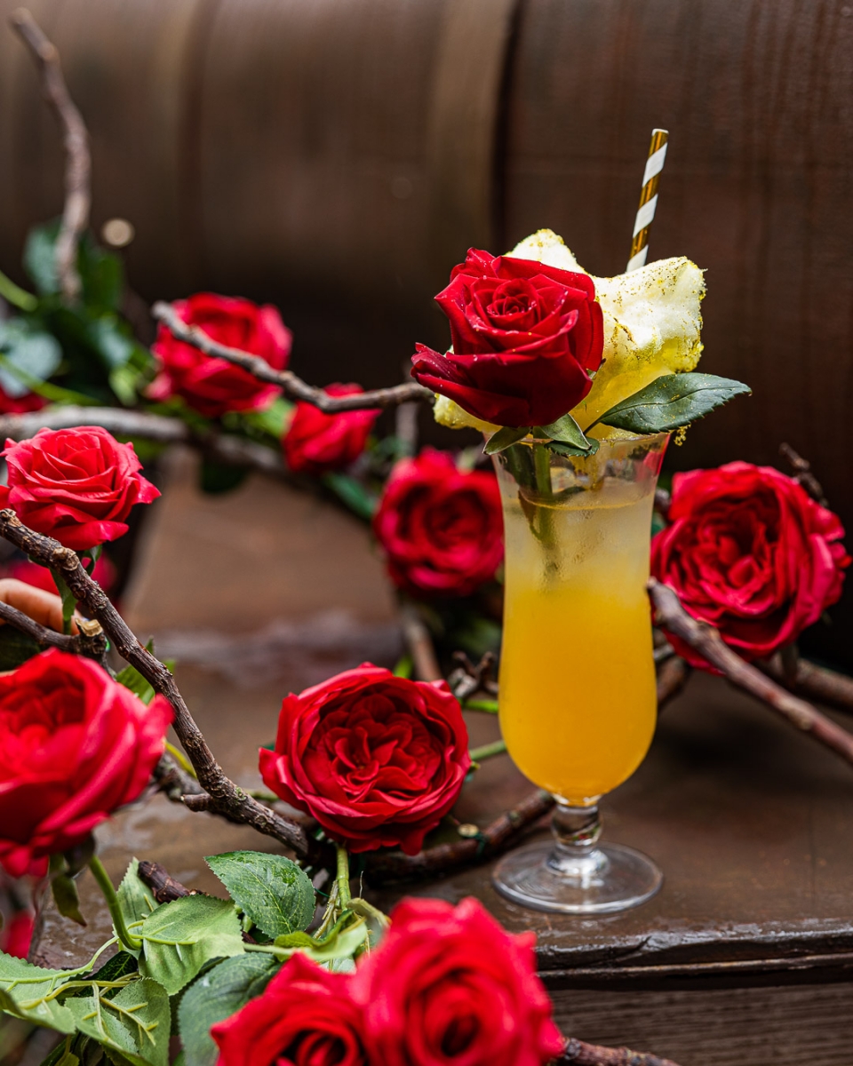 Enchanted rose drink at Beauty and the Beast-themed cafe The Grounds of Alexandria