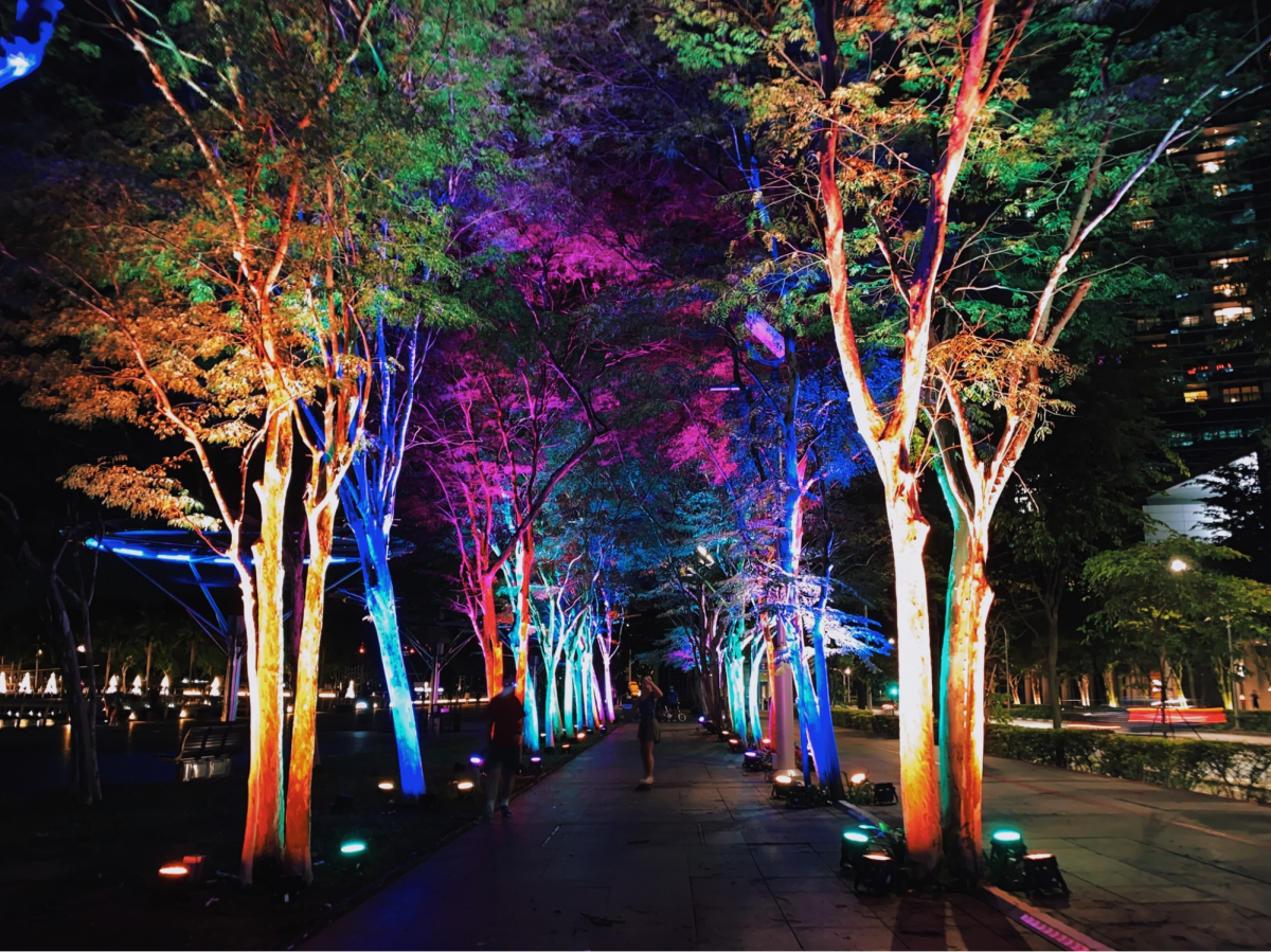 Rainbow trees Marina Bay Christmas 2021