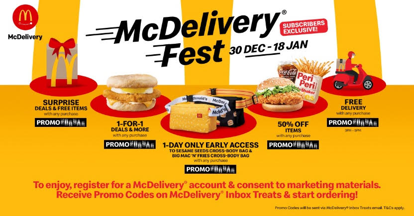 McDelivery Fest available from 30 December 2021 to 18 January 2022, exclusively for McDelivery Inbox Treat subscribers