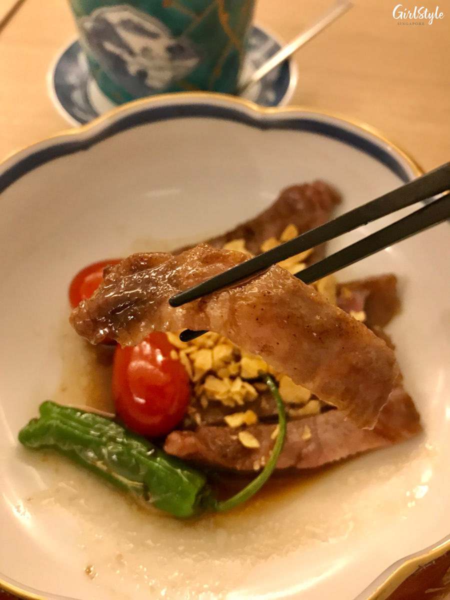 Kagoshima A5 wagyu beef at Heiwa Wellness & Spa Restaurant omakase