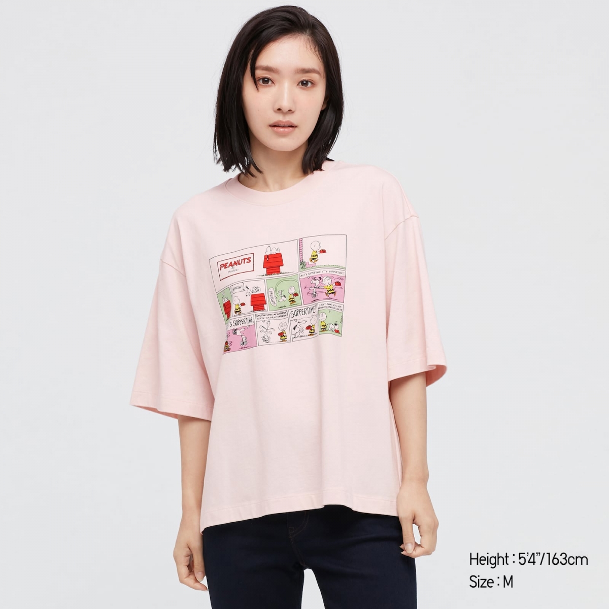 Pastel pink Women's UNIQLO x Peanuts Sunday Specials UT Short Sleeve Graphic T-Shirt with comic strip print