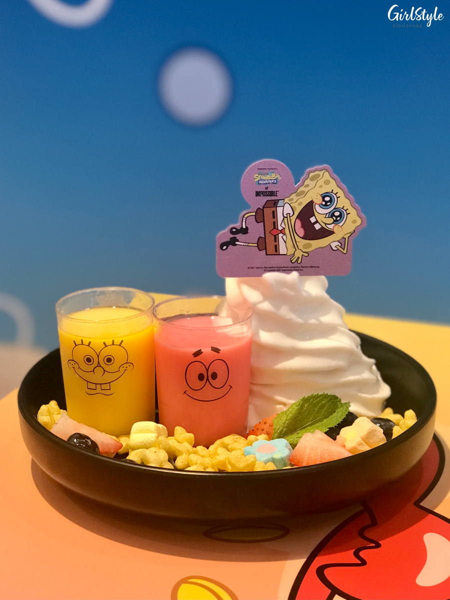 Let's talk funny Pudding Parfait at SpongeBob x Impossible Kumoya cafe
