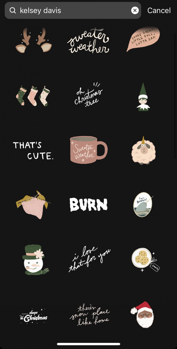 Christmas-themed Instagram stickers and gifs_kelsey davis