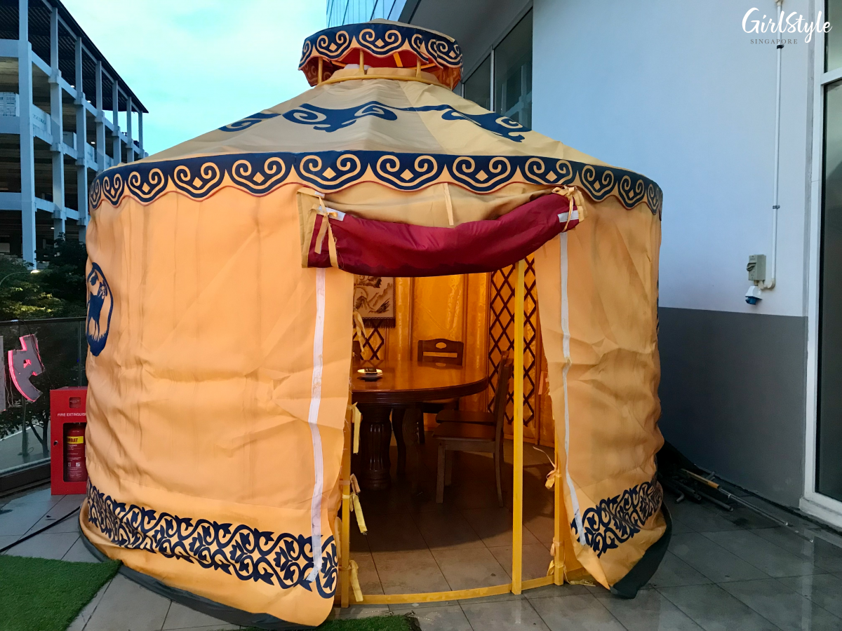 Tent dining in a Mongolian yurt in Singapore