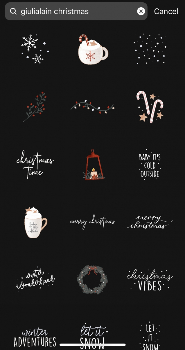 Christmas-themed Instagram stickers and gifs_giulialain christmas