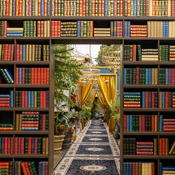 Belle's library at Beauty and the Beast-themed cafe The Grounds of Alexandria