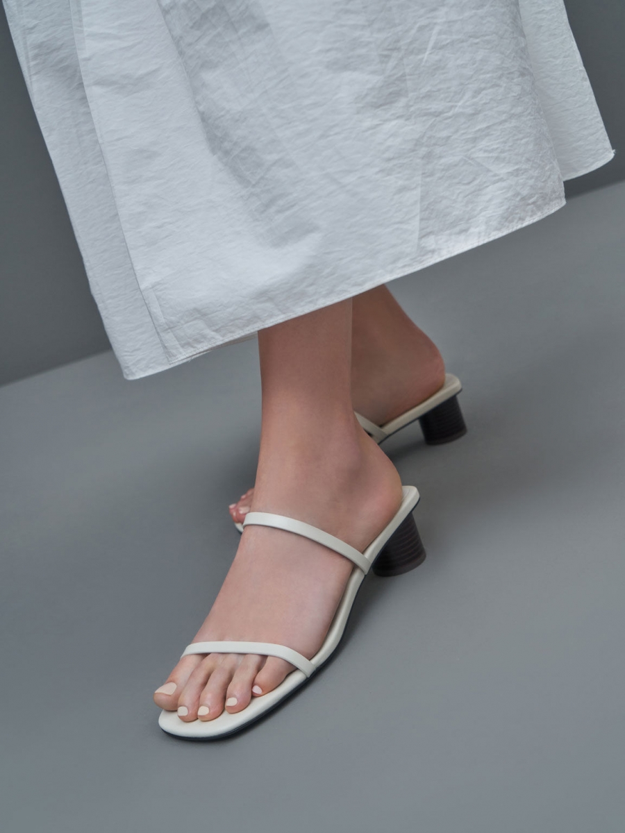 Charles & Keith Double Strap Cylindrical Heel Mules