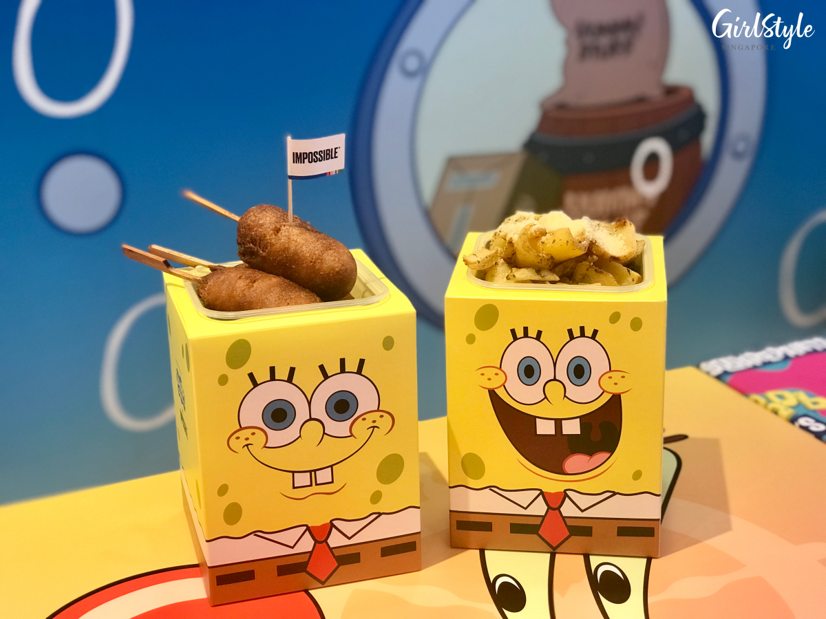 Impossible Mini Corn Dogs and Hand Cut Truffle Fries at SpongeBob x Impossible Kumoya cafe
