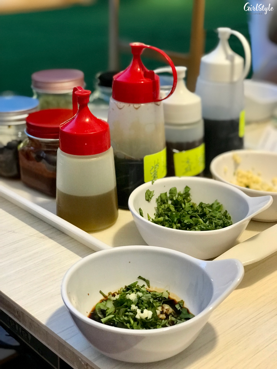 Dipping sauce at 中河小镇网红餐厅 tent hot pot restaurant in Singapore