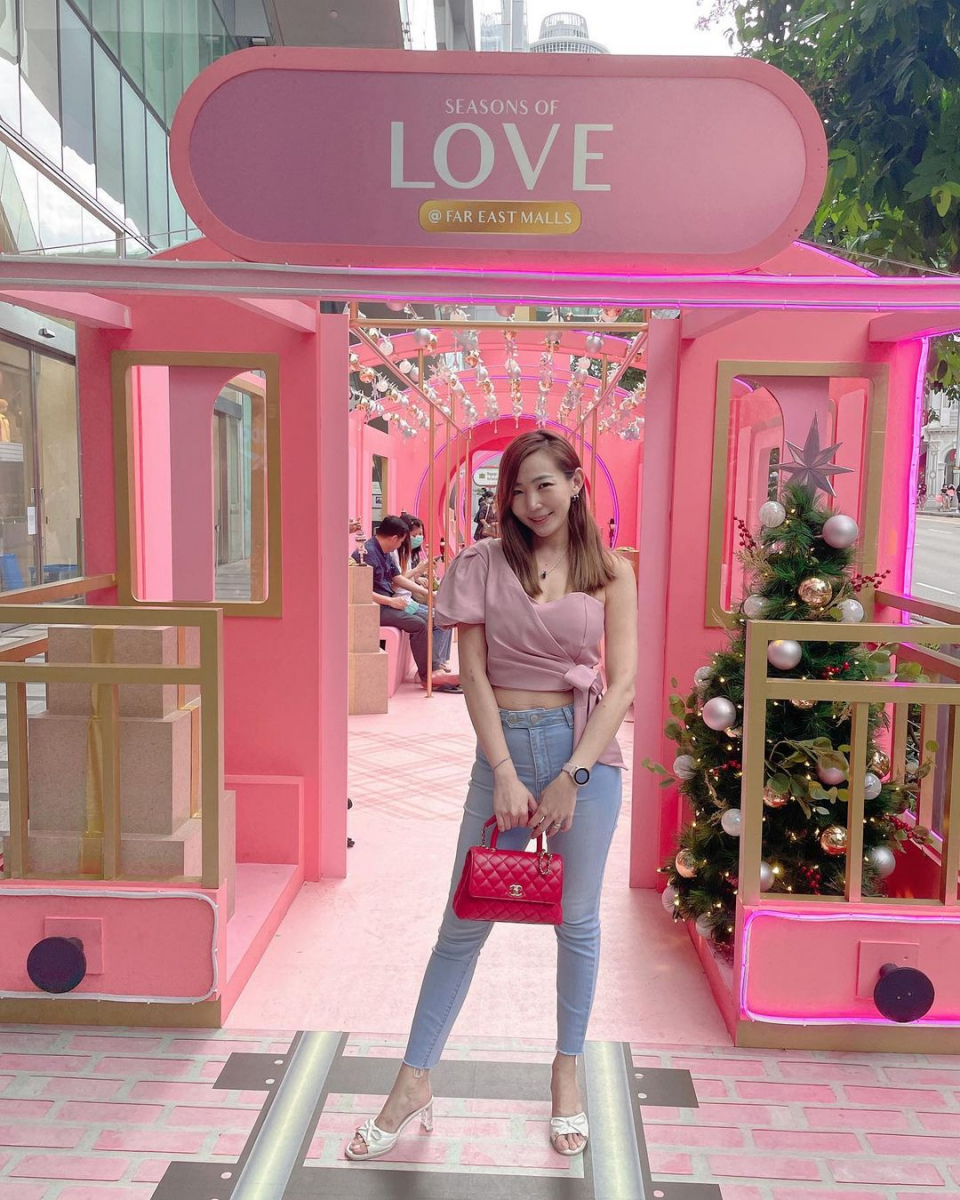 Pink train Orchard Central Christmas 2021 decorations